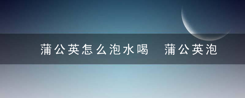 蒲公英怎么泡水喝 蒲公英泡水喝的功效